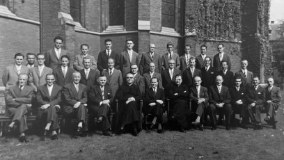 September 1960 Herenkoor met Deken Broekman, Cor Suys en Pastoor van Mulukom