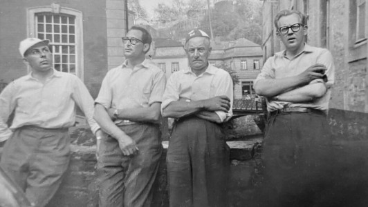 sept 1960 Martien Habraken, Piet Bloen, Janus Doevendans en de heer Geilleit