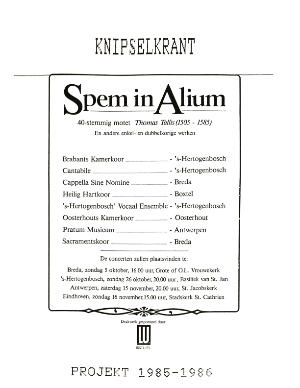 1986 Spem in Alium knipselkrant