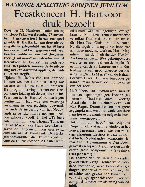 1983 40-jarig jubileum Recensie afsluitconceert