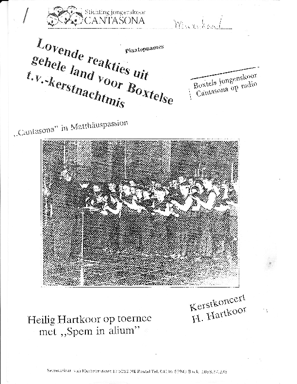 1990 Stichting jongenskoor Cantasona – krantenknipsels