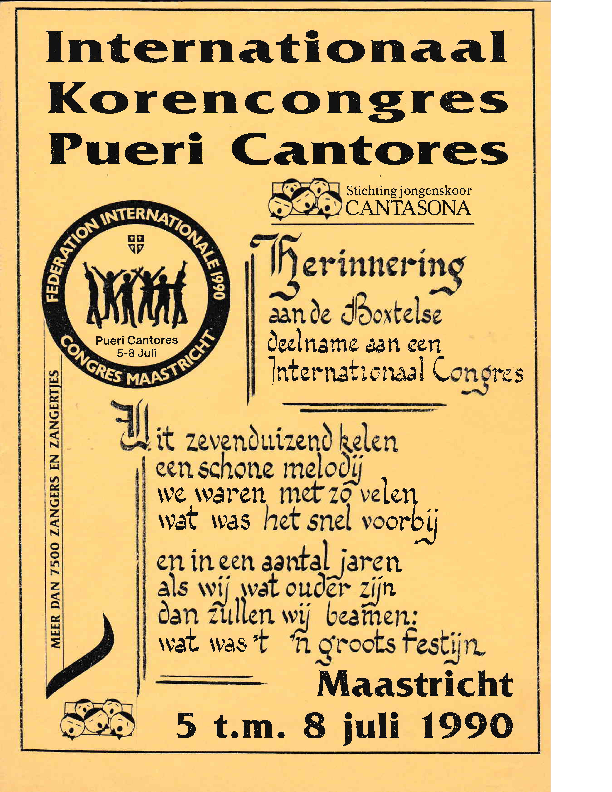 1990 Internationaal Korencongres Pueri Cantores – Herinnering