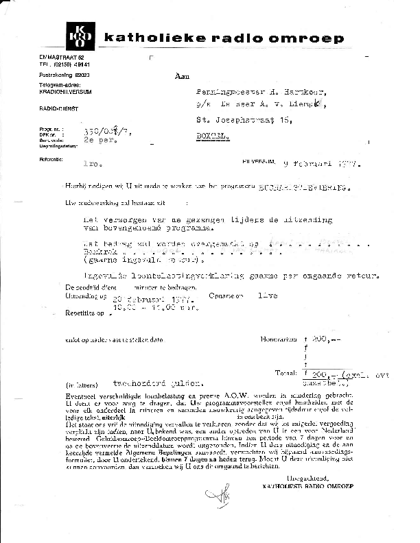 1977 Bevestiging KRO tv-uitzending