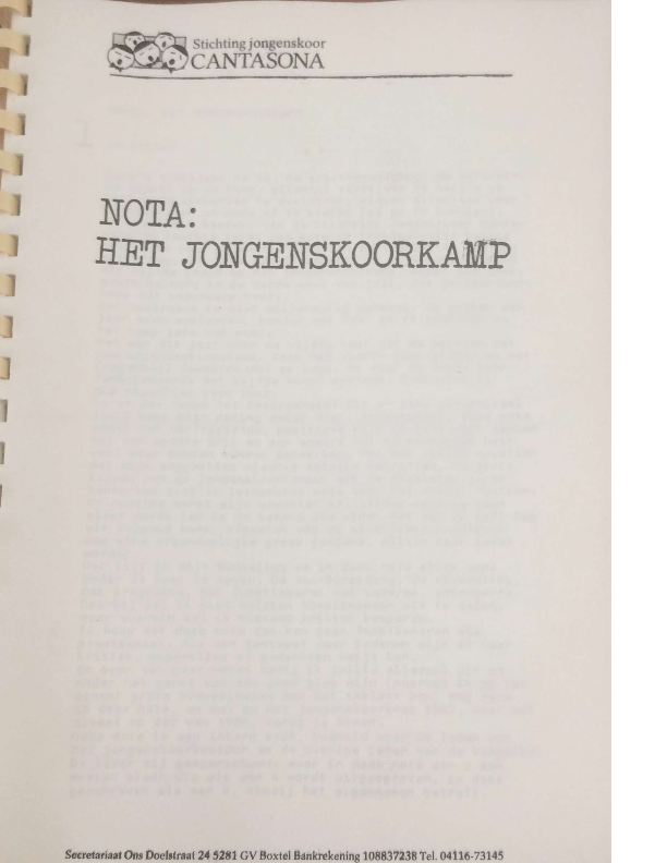 1987 Nota: het jongenskoorkamp