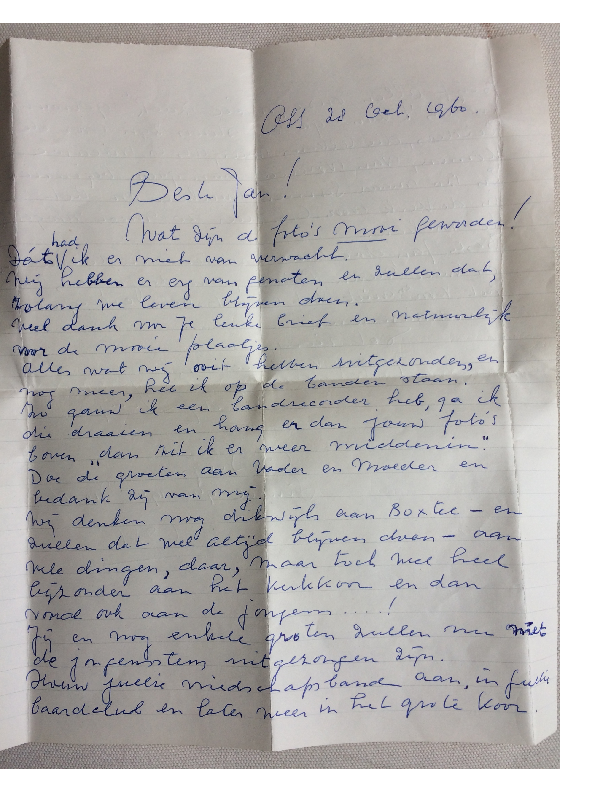 1960 Brief Cor Suijs aan Jan Bekers
