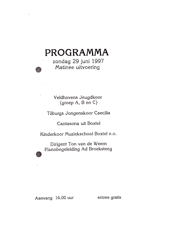 1997 29 juni  Programma Matinee Uitvoering