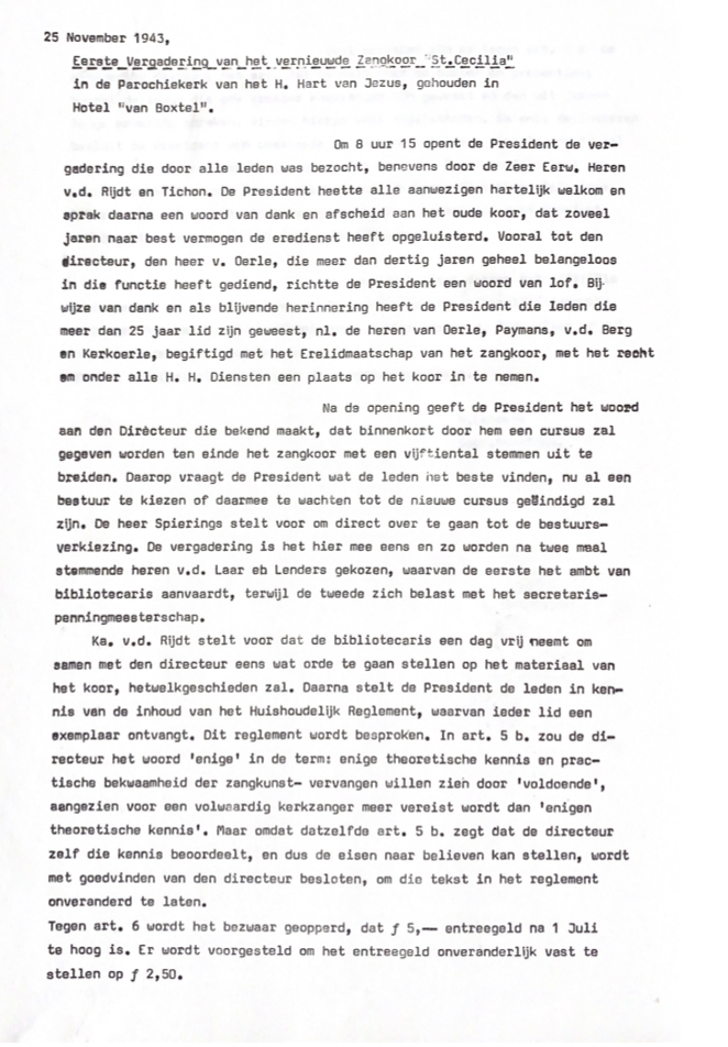 1943 1e vergadering nieuwe Zangkoor St. Cecilia