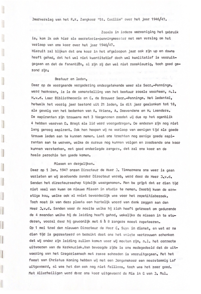 1947 Jaarverslag R.K. Zangkoor St. Cecilia 1946 1-947