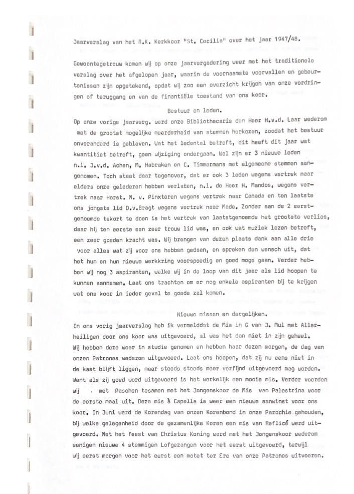 1948 Jaarverslag R.K. Kerkkoor St. Cecilia 1947-1948