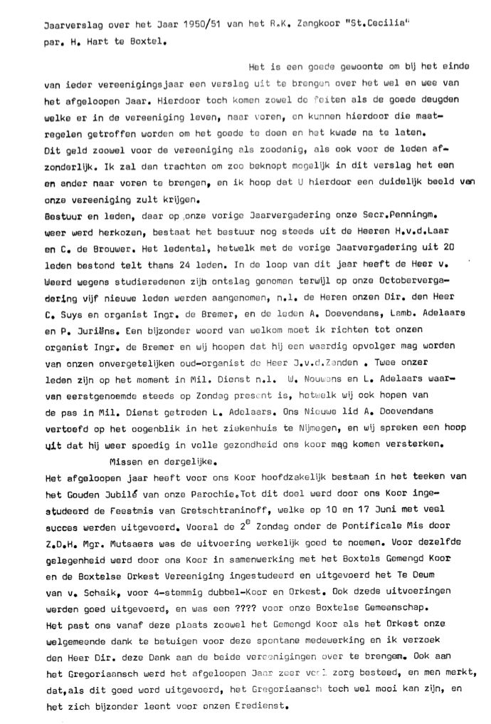 1950 Jaarverslag R.K. Kerkkoor St. Cecilia 1949-1950