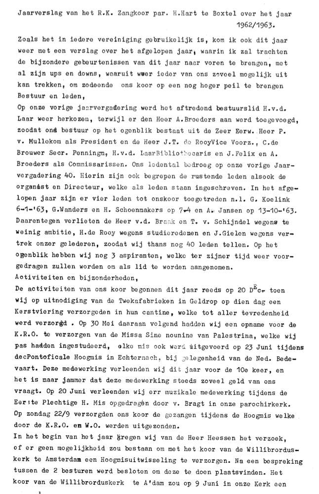 1963 Jaarverslag R.K. Zangkoor St. Cecilia 1962-1963