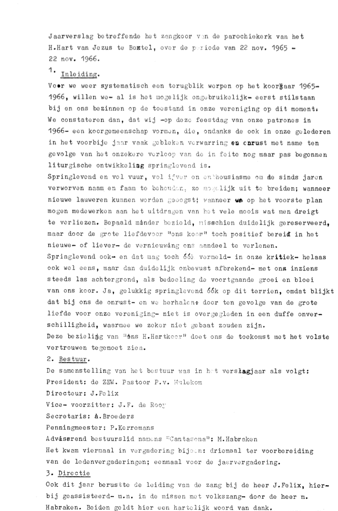 1966 Jaarverslag R.K. Zangkoor St. Cecilia 1965-1966
