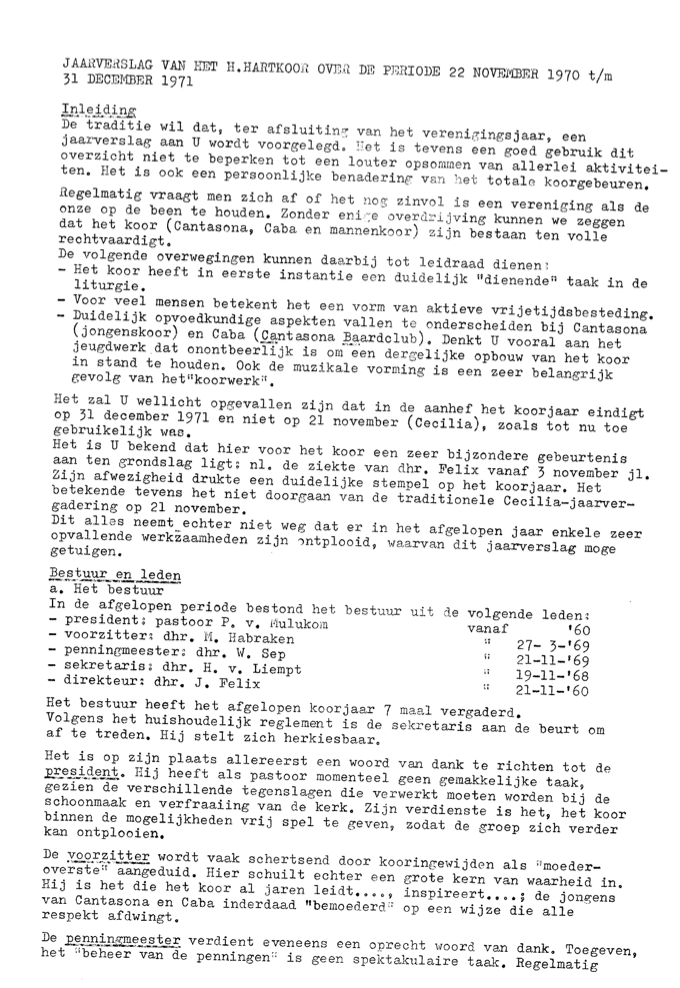 1971 Jaarverslag H. Hartkoor 1970-1971